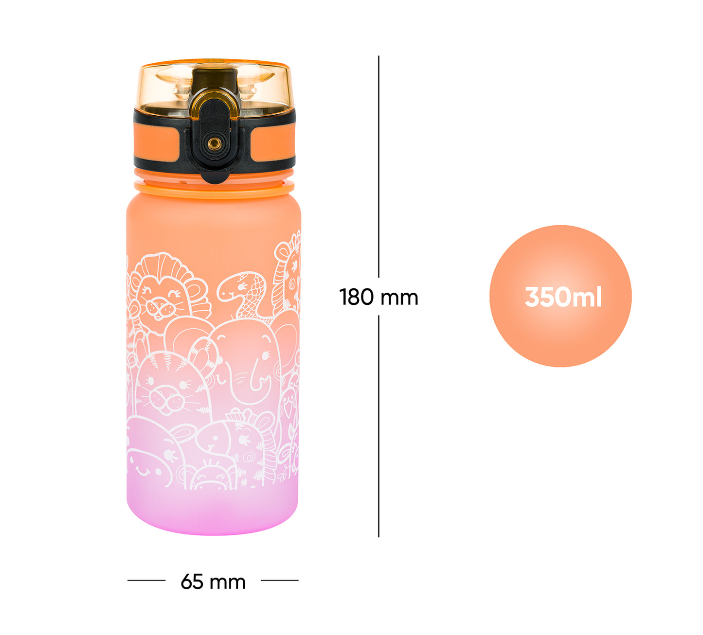 Tritanová láhev na pití Gradient Zvířata, 350 ml