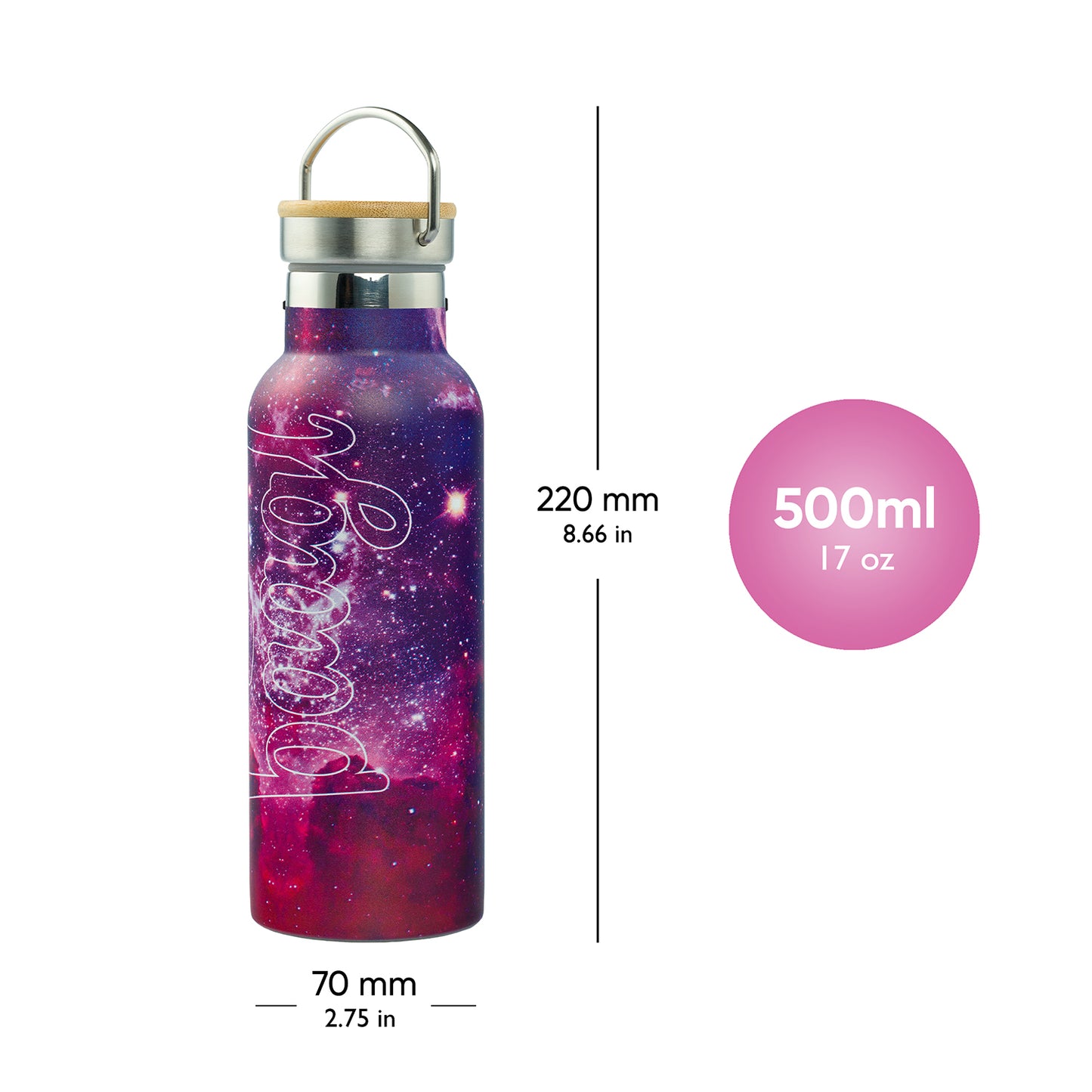 Termoláhev s bambusovým víčkem Galaxy, 500 ml