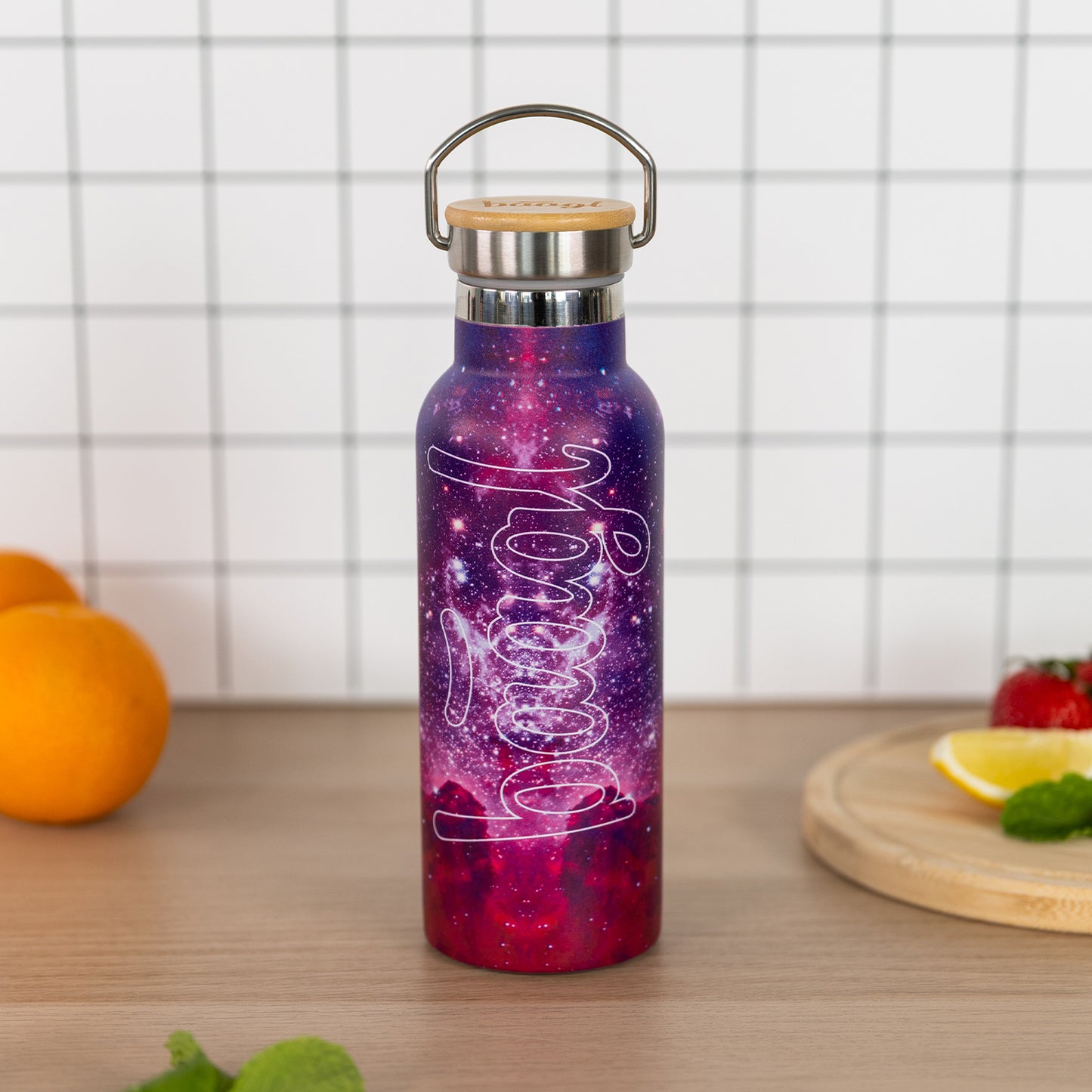 Termoláhev s bambusovým víčkem Galaxy, 500 ml