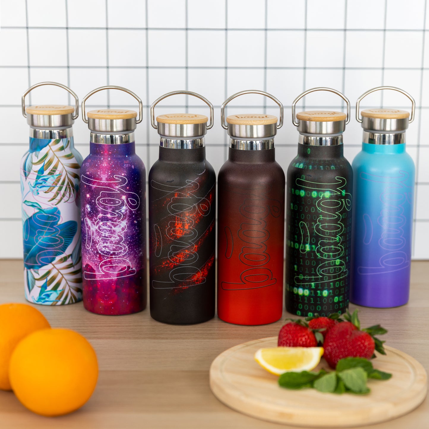 Termoláhev s bambusovým víčkem Galaxy, 500 ml