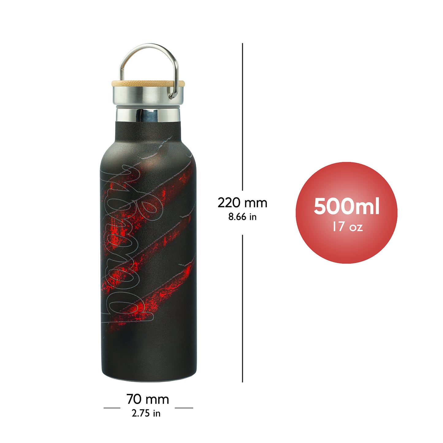 Termoláhev s bambusovým víčkem Láva, 500 ml