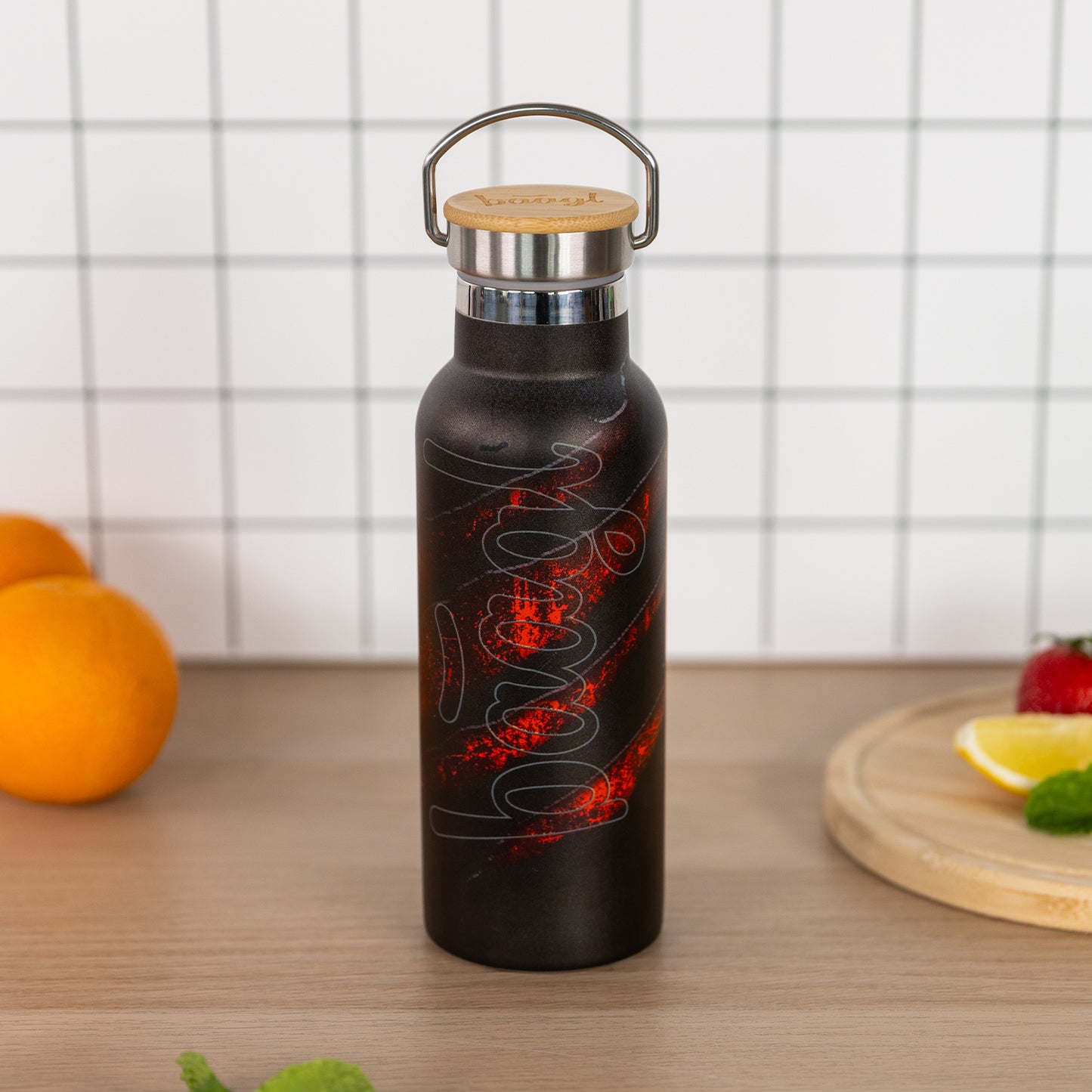 Termoláhev s bambusovým víčkem Láva, 500 ml