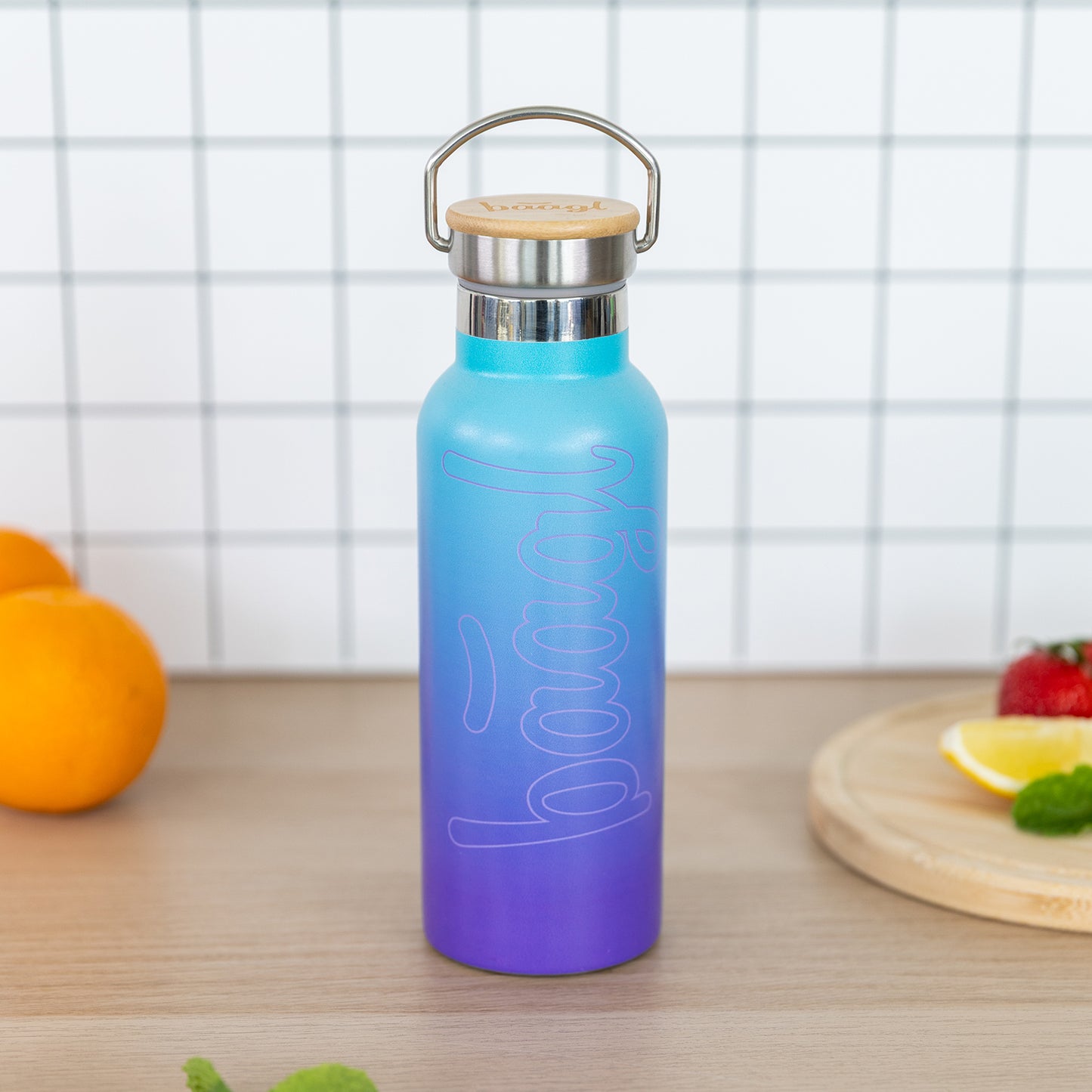 Termoláhev s bambusovým víčkem Gradient modro-fialová, 500 ml