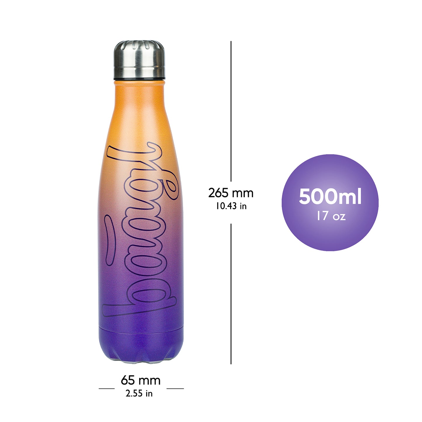 Termoláhev s kovovým víčkem Gradient žluto-fialová, 500 ml