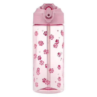 Tritanová láhev na pití s brčkem Tlapky, 500 ml