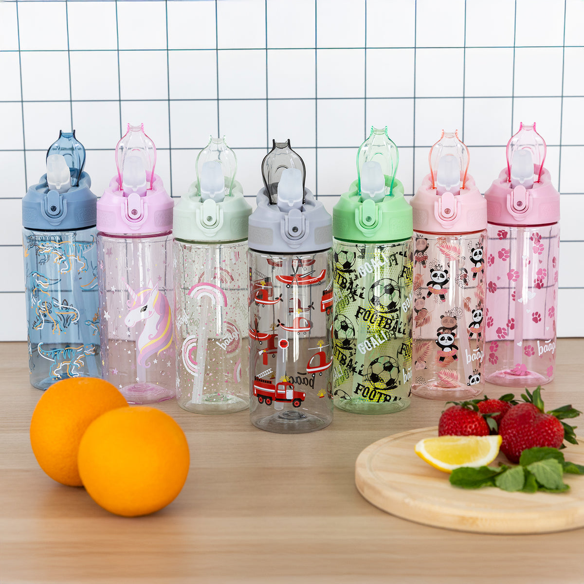 Tritanová láhev na pití s brčkem Rainbow Unicorn, 500 ml