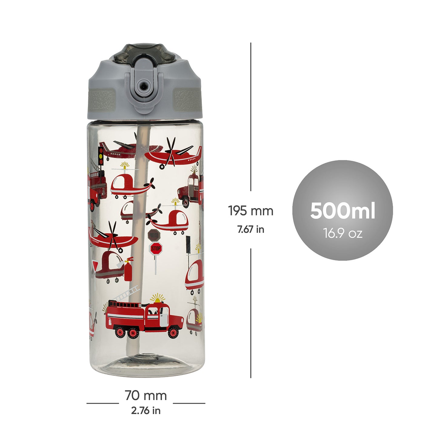 Tritanová láhev na pití s brčkem Záchranáři, 500 ml