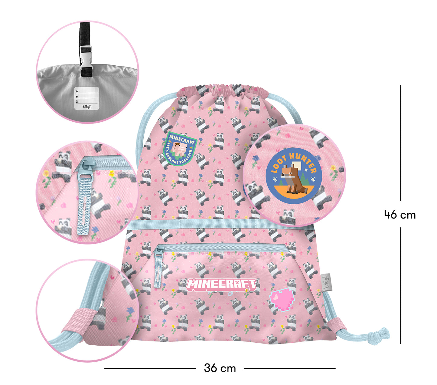 Sáček s kapsou Minecraft Panda
