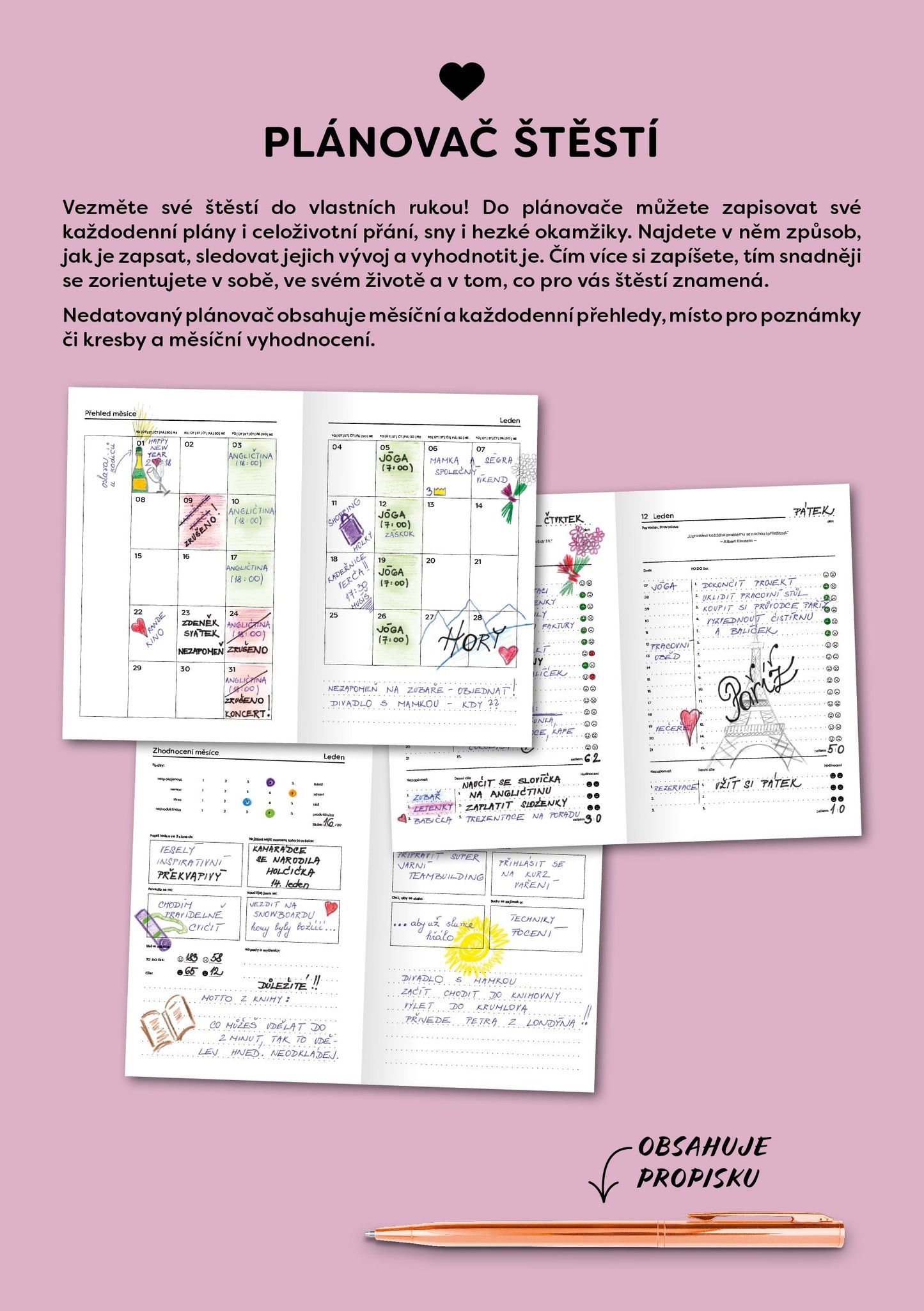 Denní nedatovaný diář Plánovač štěstí v dárkovém balení