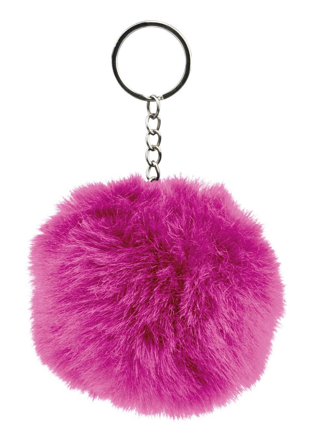 Růžová pom pom klíčenka