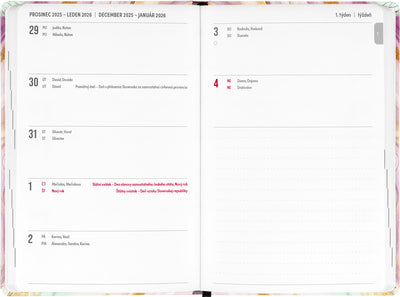 18měsíční diář Petito – Růžový mramor 2025/2026, 11 x 17 cm