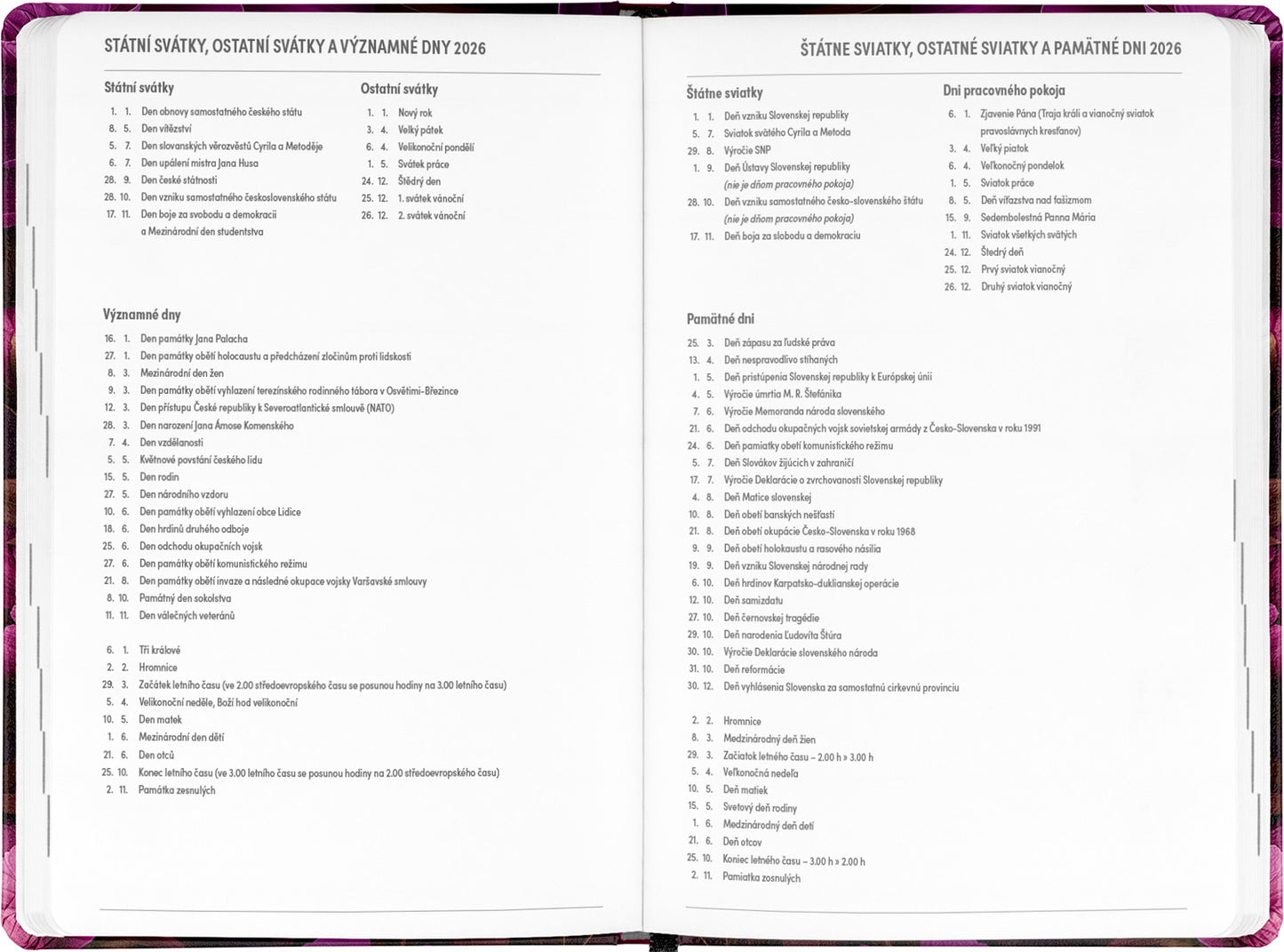 18měsíční diář Petito – Fialové květy 2025/2026, 11 x 17 cm