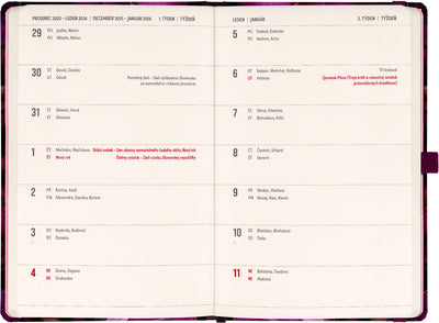 Planbook diář/notes Fialové květy 2026, 13 x 21 cm