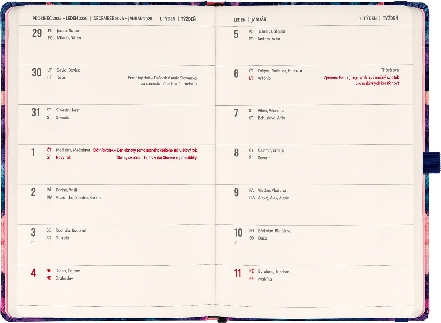 Planbook diář/notes Kytice 2026, 13 x 21 cm