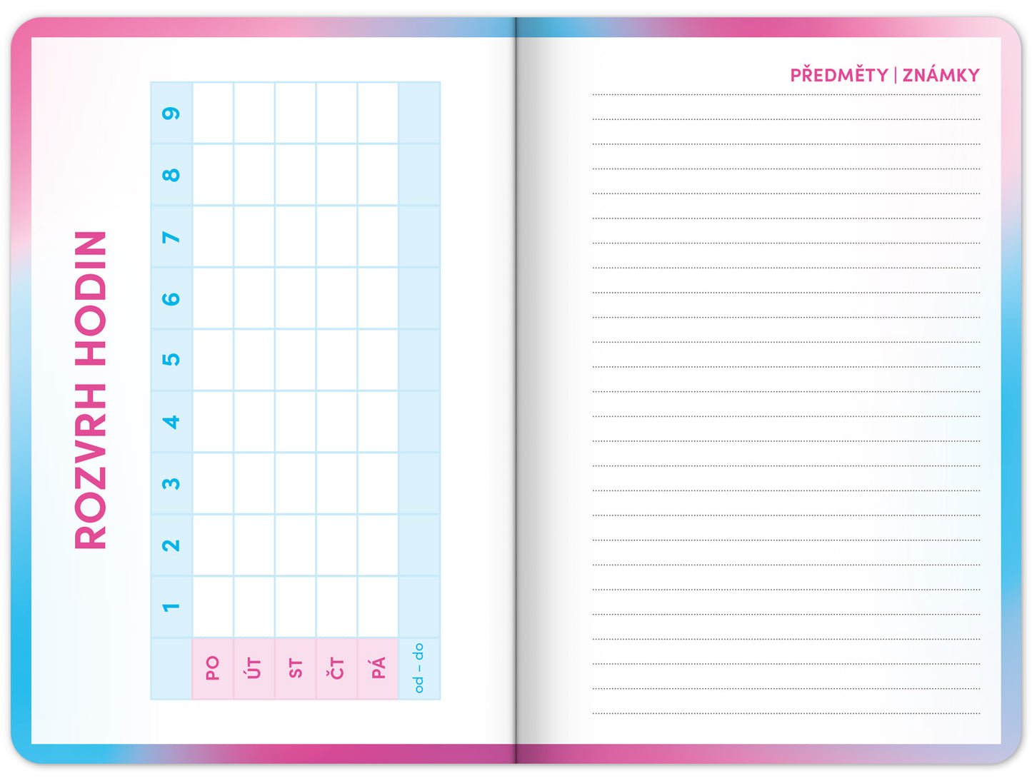 Školní diář Růžový (září 2025 – prosinec 2026), 9,8 x 14,5 cm