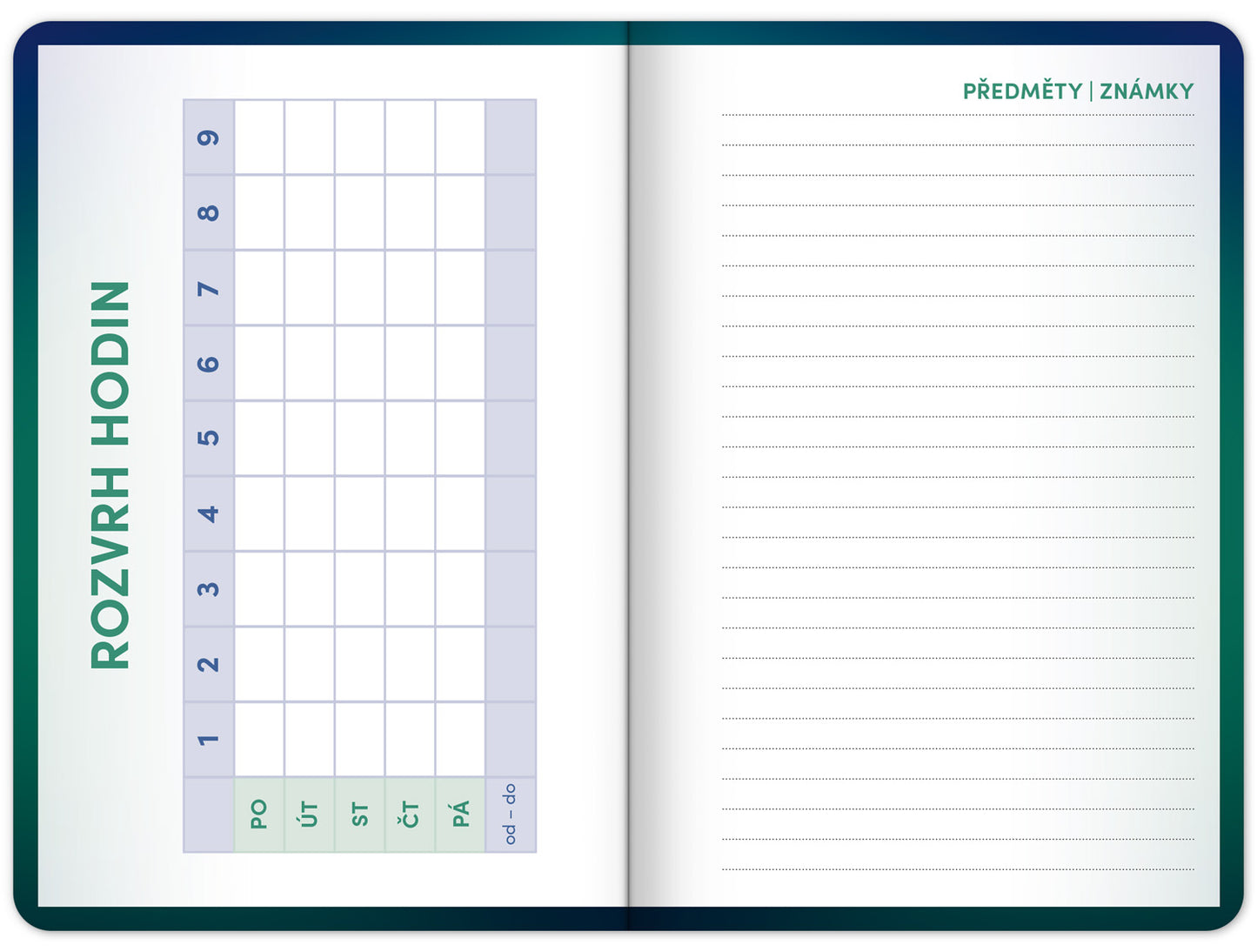 Školní diář Zelený (září 2025 – prosinec 2026), 9,8 x 14,5 cm