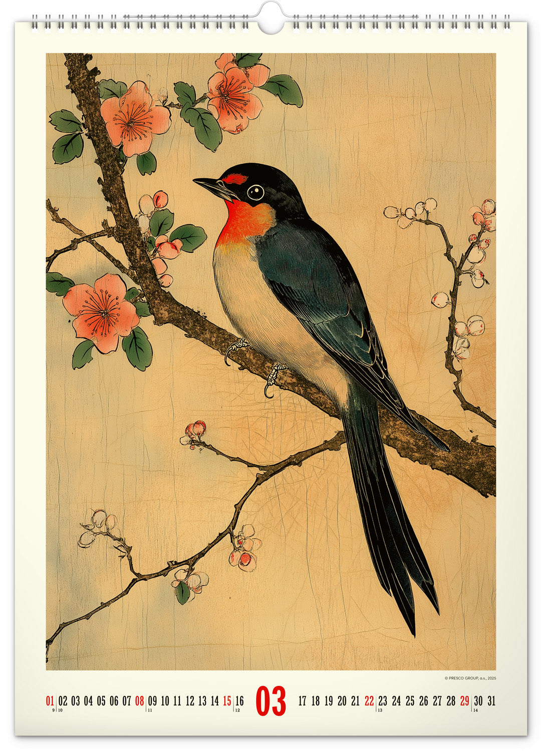 Nástěnný kalendář Vintage plakáty – japonské umění 2026, 33 x 46 cm