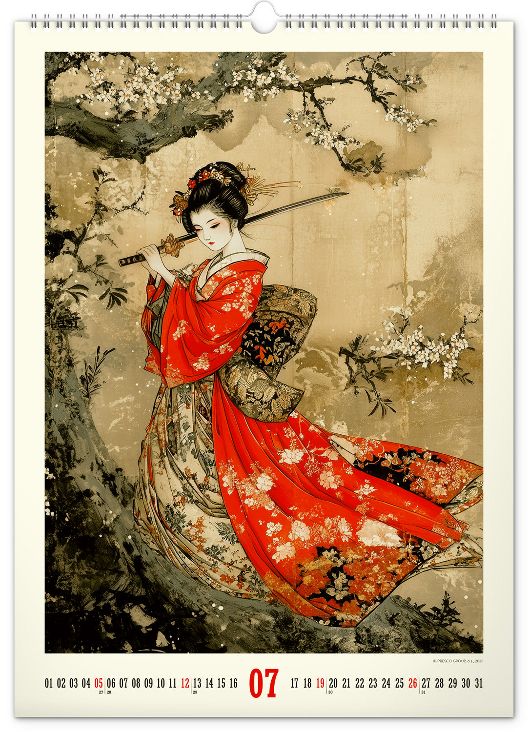Nástěnný kalendář Vintage plakáty – japonské umění 2026, 33 x 46 cm