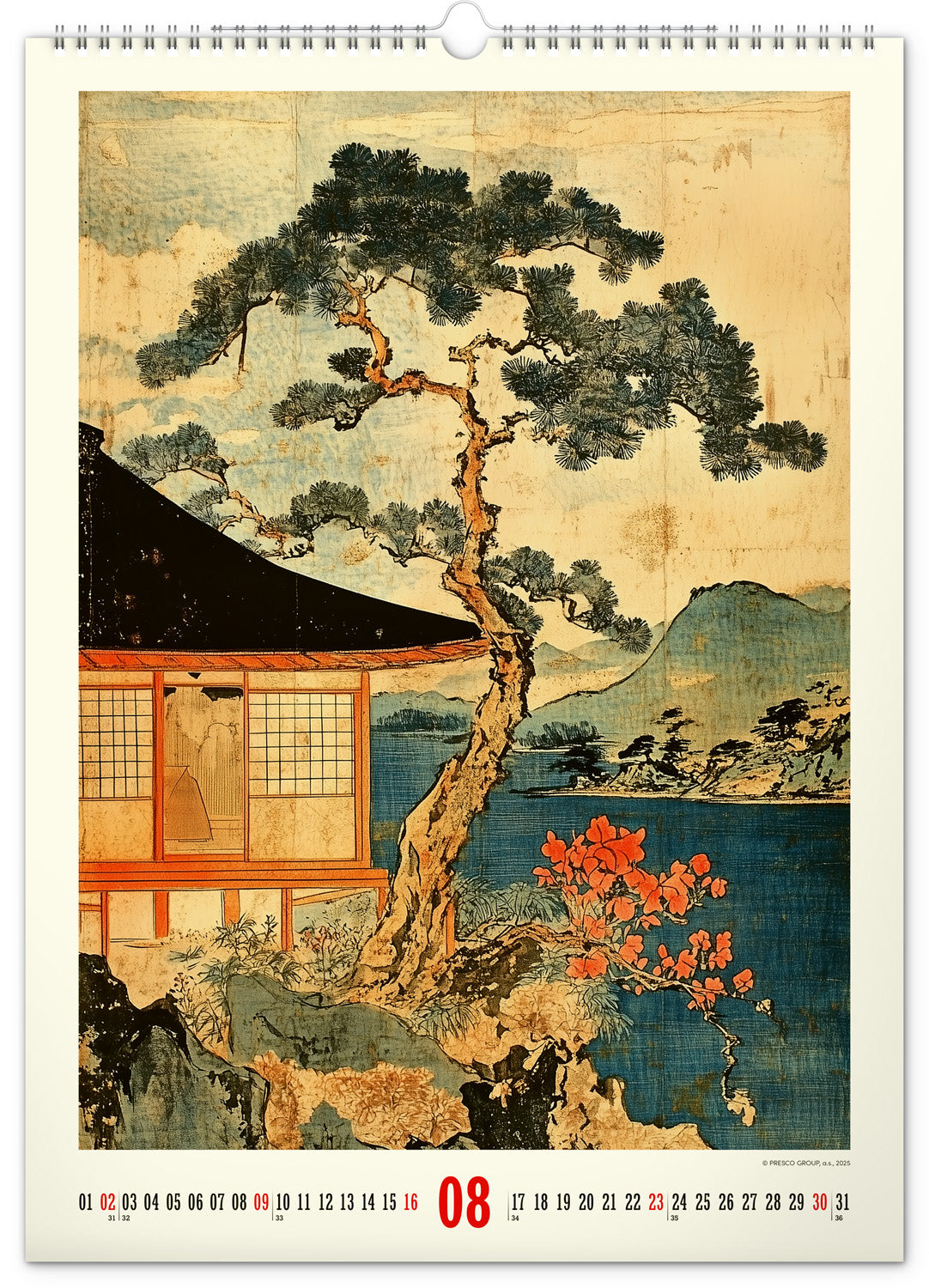 Nástěnný kalendář Vintage plakáty – japonské umění 2026, 33 x 46 cm