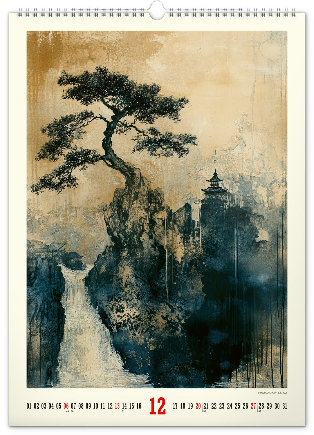 Nástěnný kalendář Vintage plakáty – japonské umění 2026, 33 x 46 cm