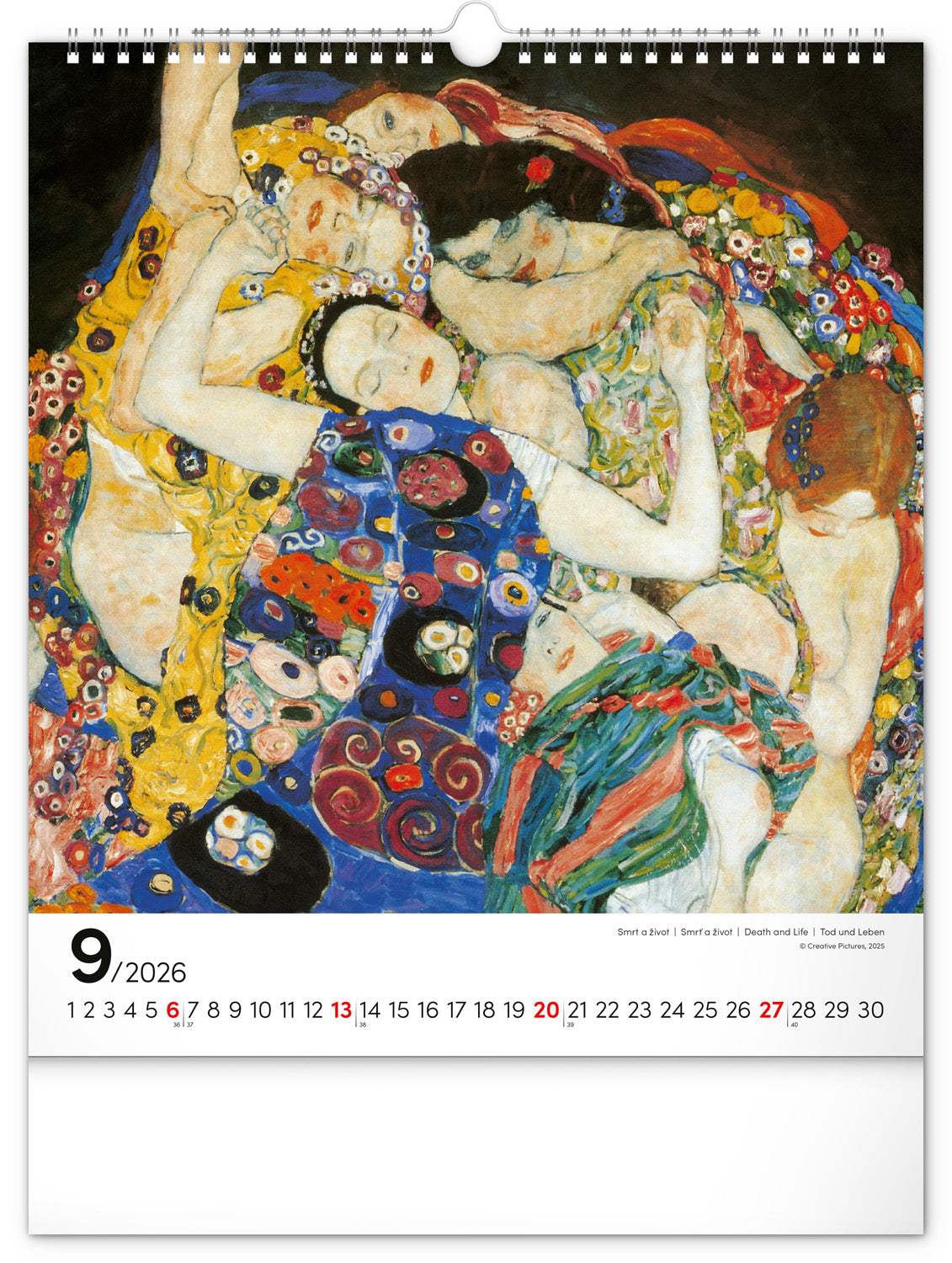 Nástěnný kalendář Gustav Klimt 2026, 30 x 34 cm