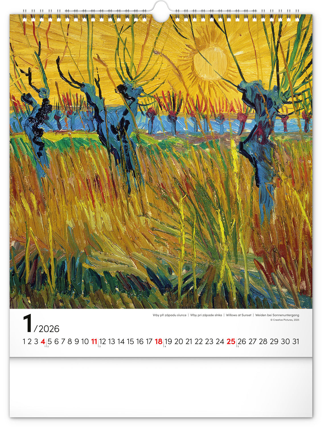 Nástěnný kalendář Vincent van Gogh 2026, 30 x 34 cm