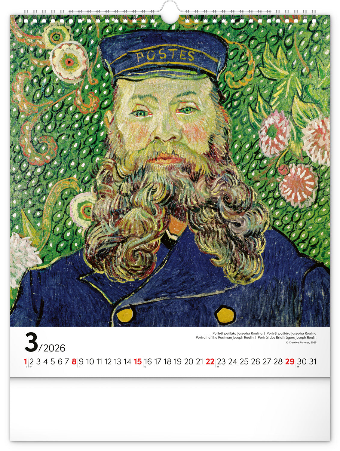Nástěnný kalendář Vincent van Gogh 2026, 30 x 34 cm