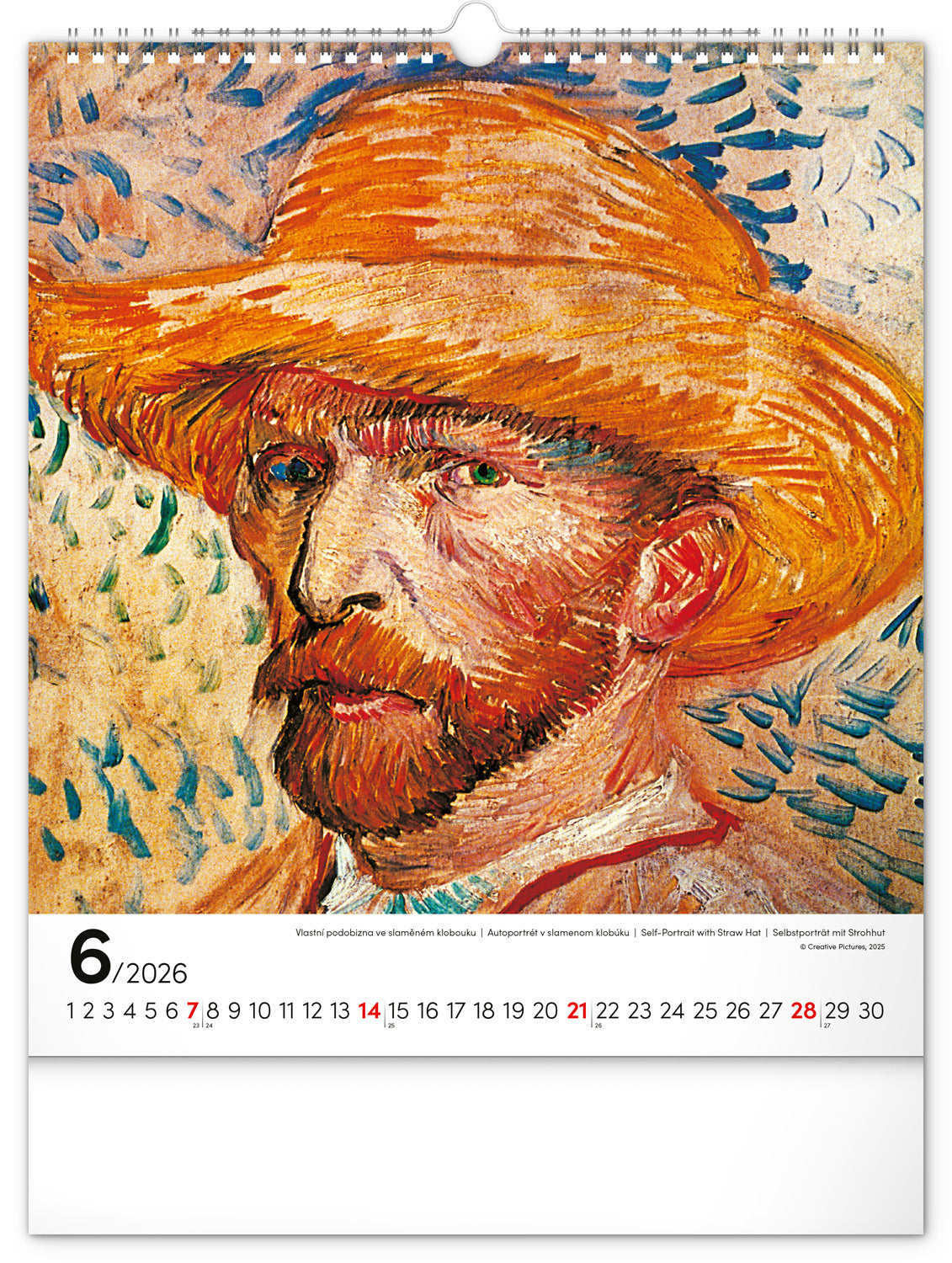 Nástěnný kalendář Vincent van Gogh 2026, 30 x 34 cm