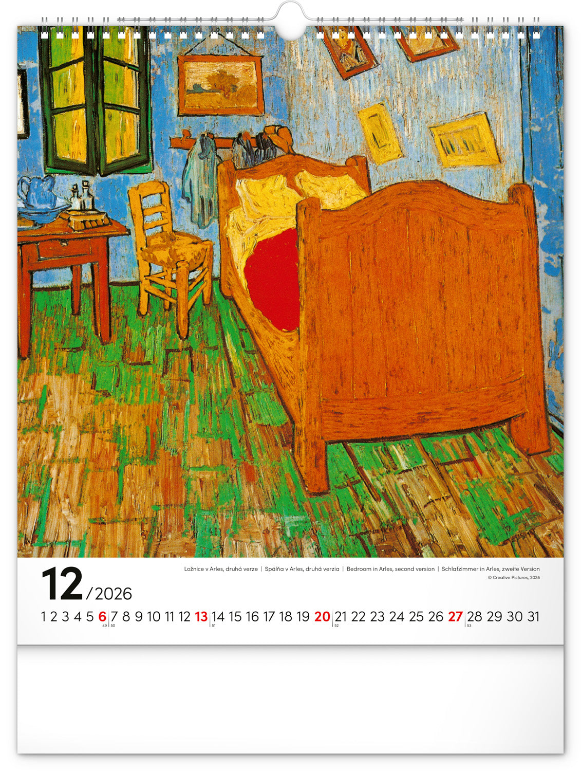 Nástěnný kalendář Vincent van Gogh 2026, 30 x 34 cm