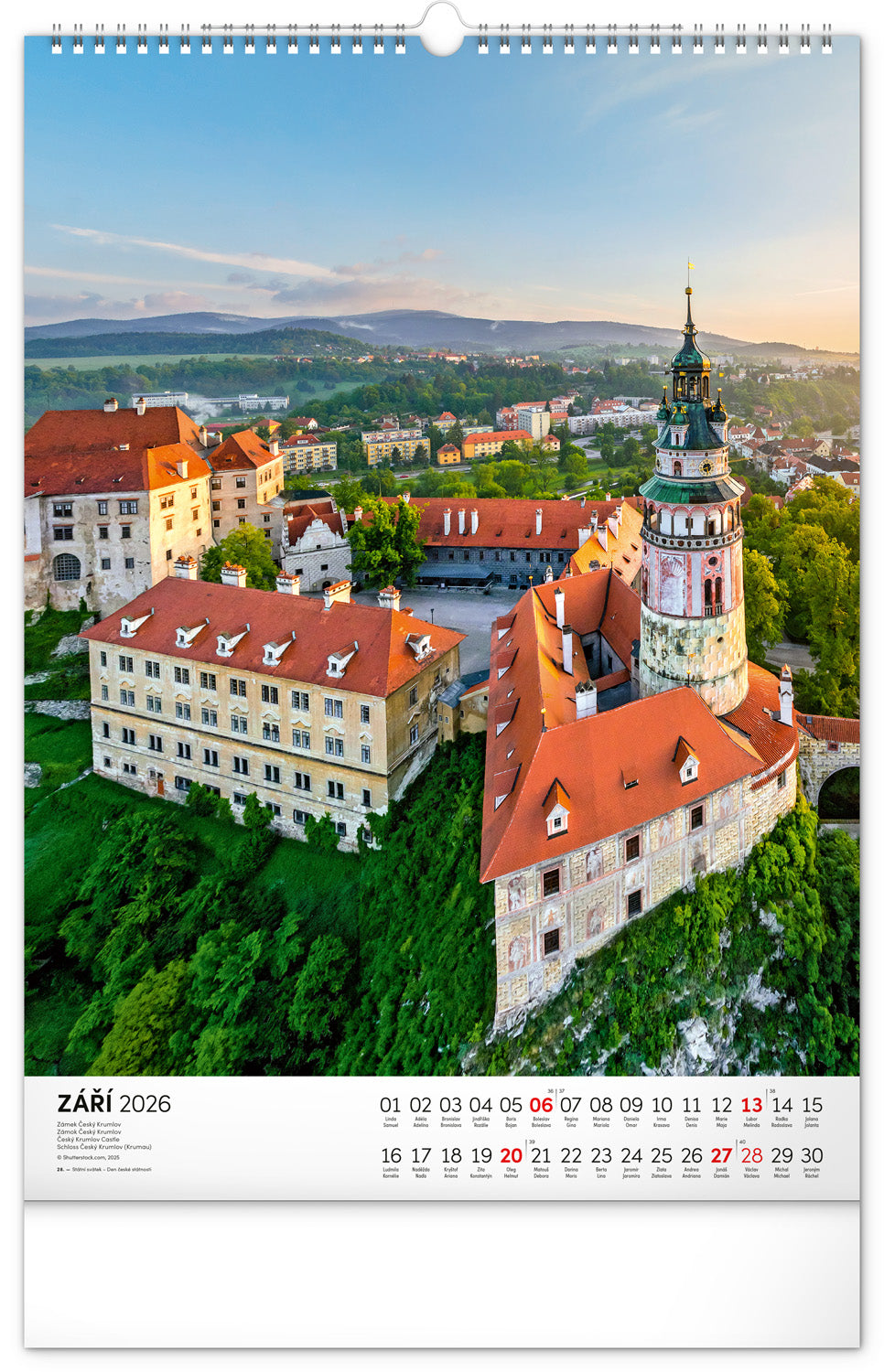 Nástěnný kalendář Hrady a zámky 2026, 33 x 46 cm