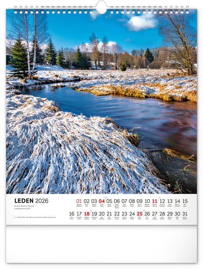 Nástěnný kalendář Šumava 2026, 30 x 34 cm