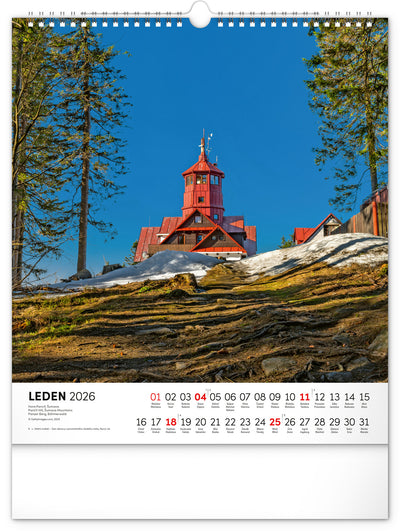 Nástěnný kalendář Toulky českou krajinou 2026, 30 x 34 cm