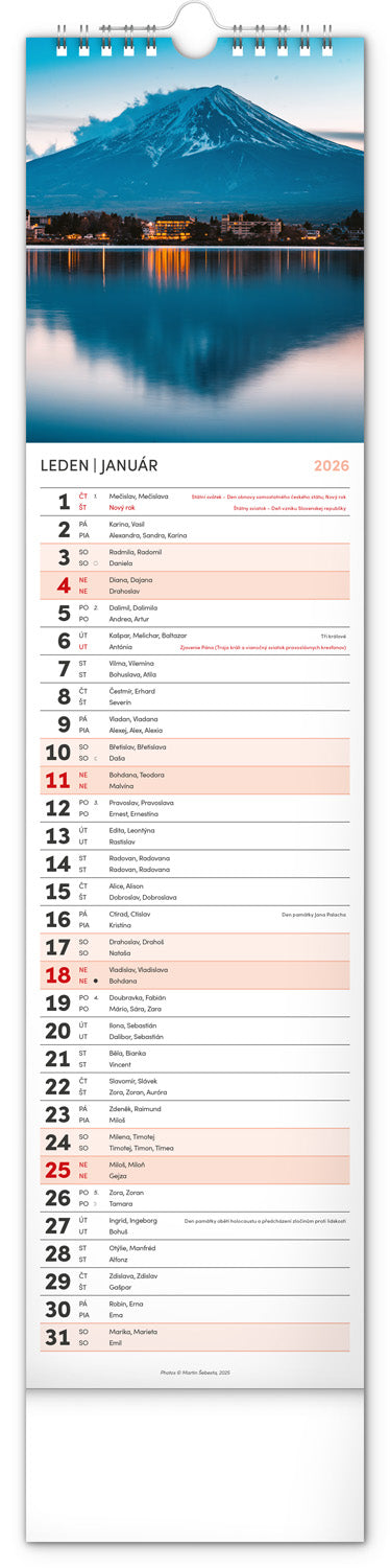 Nástěnný kalendář Krajina 2026, 12 x 48 cm