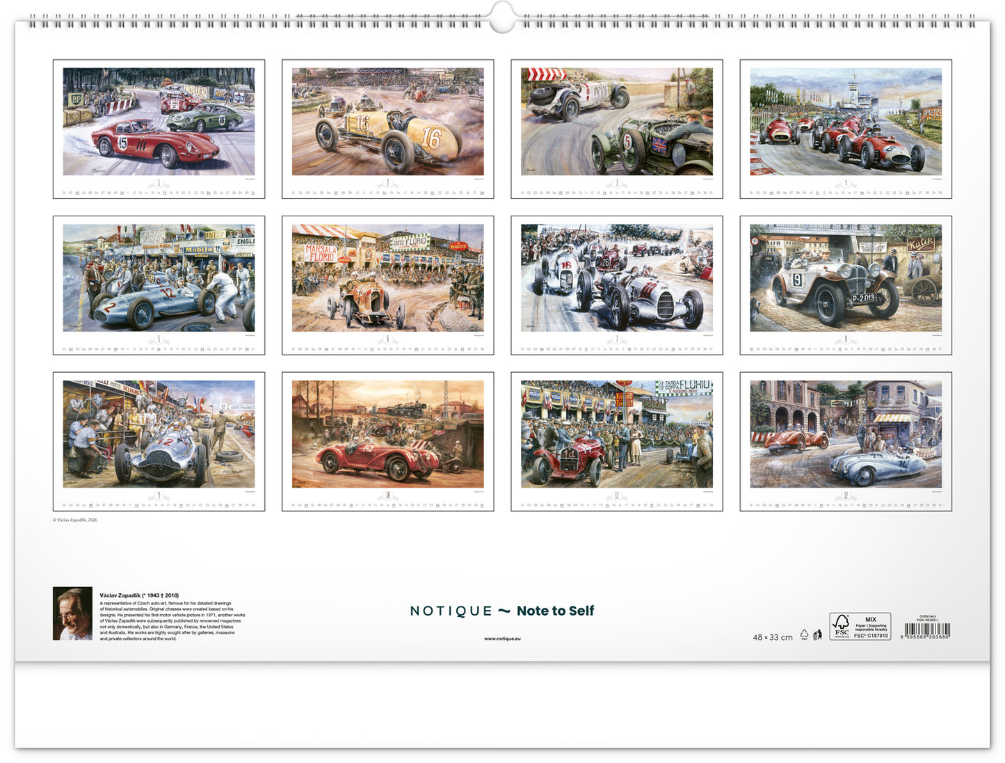 Nástěnný kalendář Oldtimers – Václav Zapadlík 2027, 64 x 42 cm