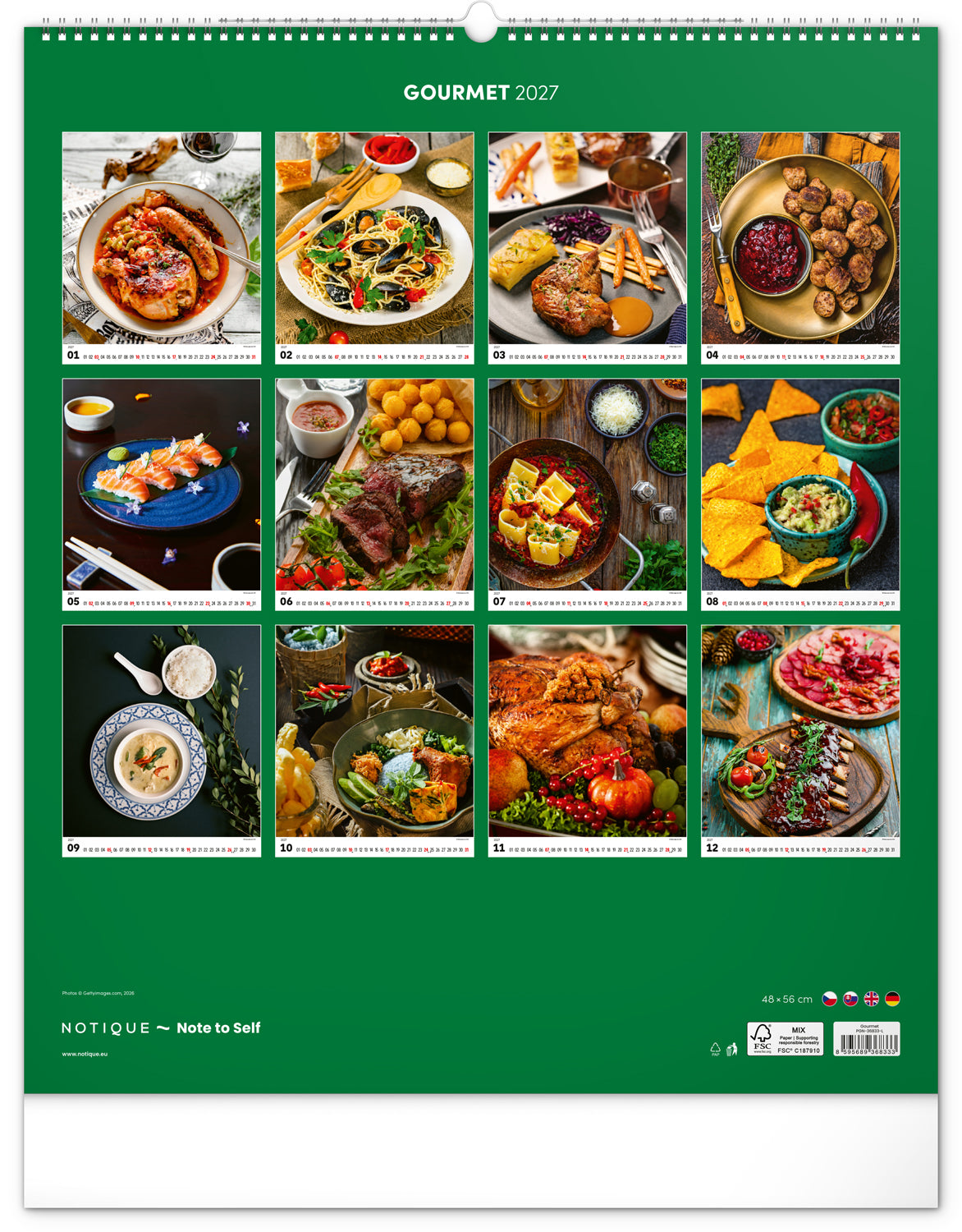 Nástěnný kalendář Gourmet 2027, 48 x 56 cm