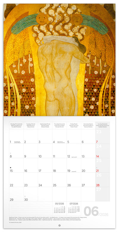 Poznámkový kalendář Gustav Klimt 2026, 30 x 30 cm