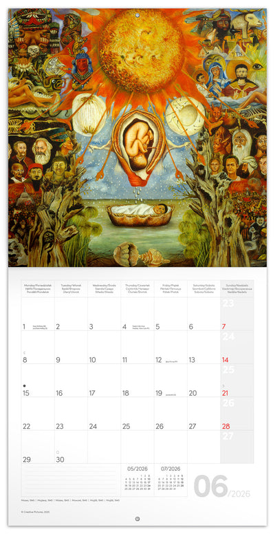 Poznámkový kalendář Frida Kahlo 2026, 30 x 30 cm