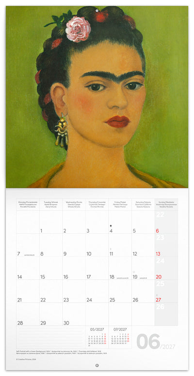 Poznámkový kalendář Frida Kahlo 2027, 30 x 30 cm