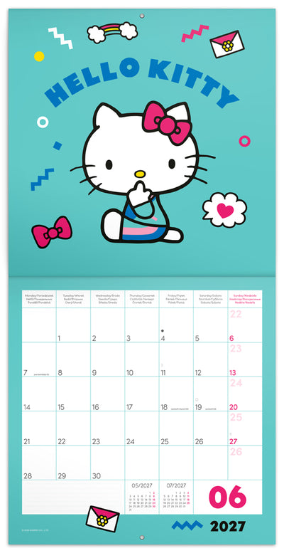 Poznámkový kalendář Hello Kitty 2027, 30 x 30 cm