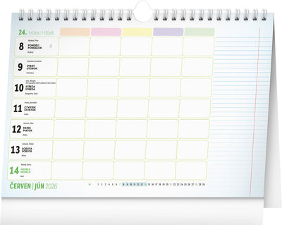 Týdenní rodinný plánovací kalendář s háčkem 2026, 30 x 21 cm