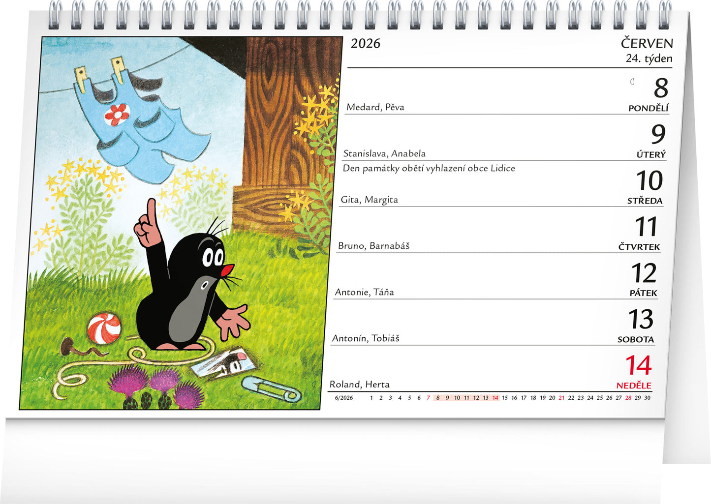 Stolní kalendář Krteček 2026, 23,1 x 14,5 cm