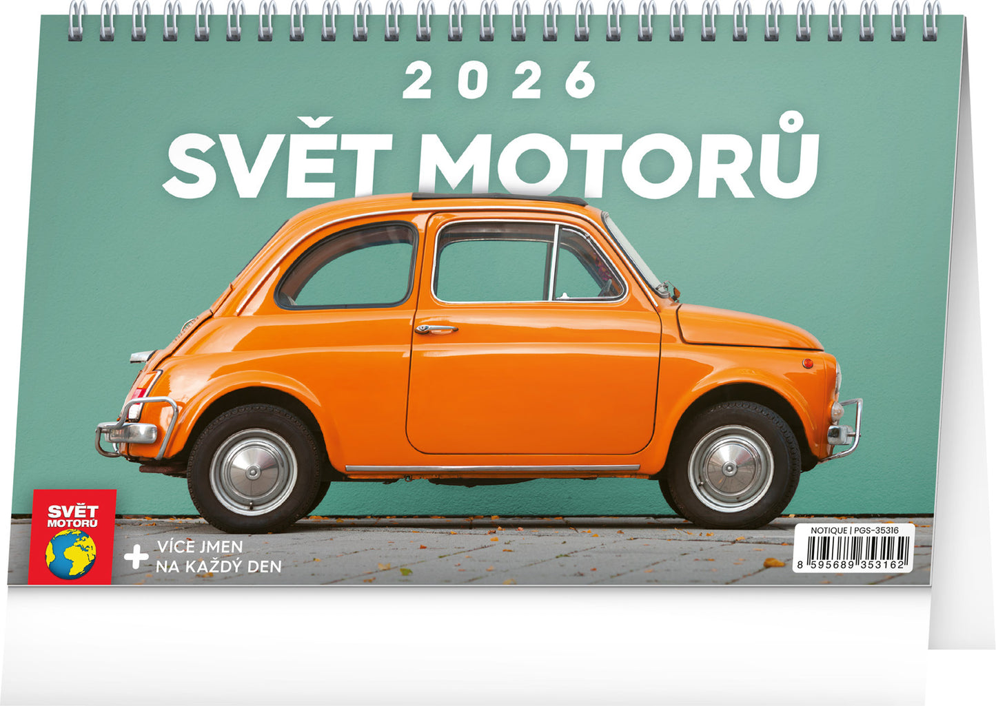 Stolní kalendář Svět motorů 2026, 23,1 x 14,5 cm