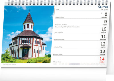 Stolní kalendář Krásy Čech a Moravy 2026, 23,1 x 14,5 cm