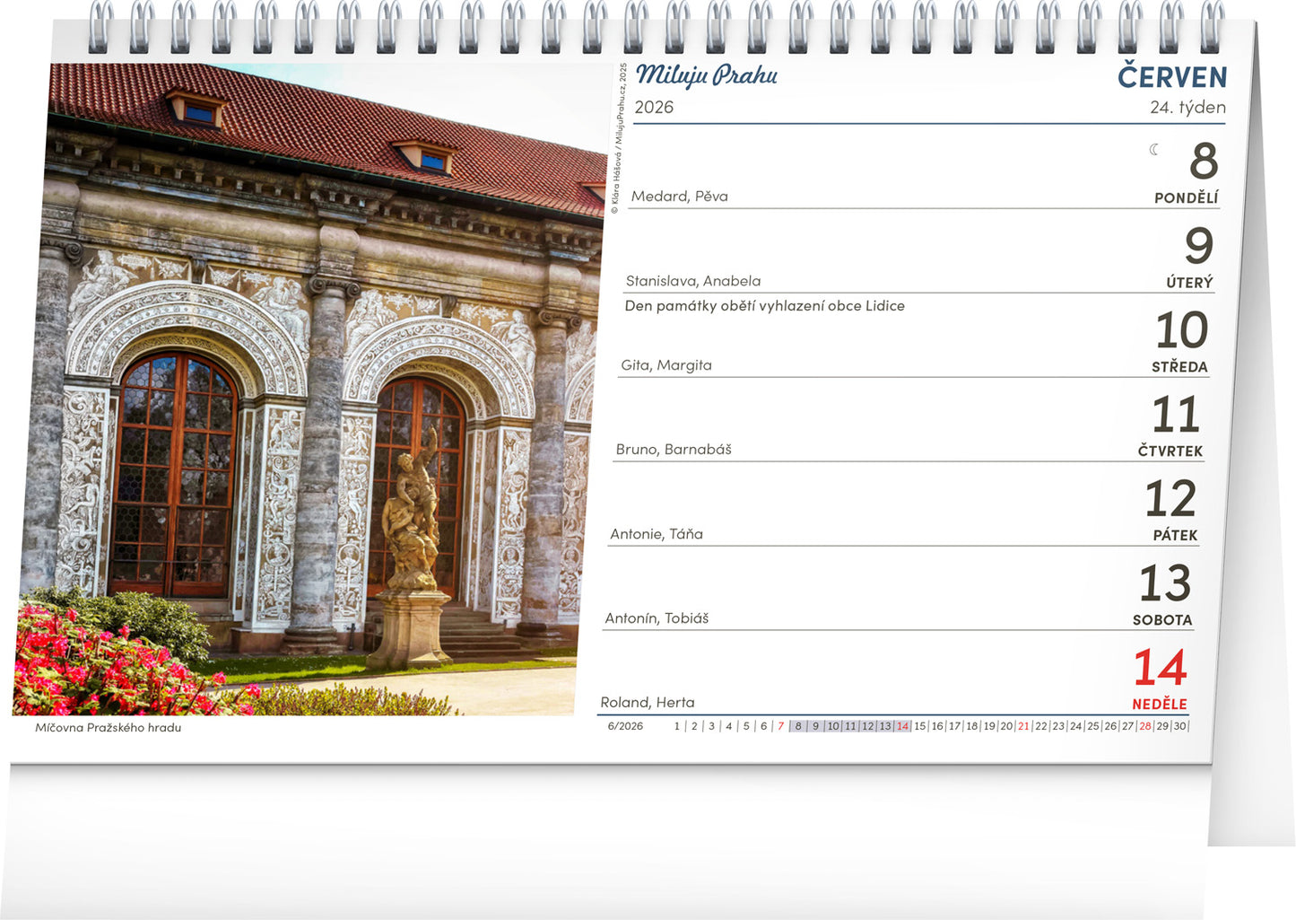 Stolní kalendář Praha – Miluju Prahu 2026, 23,1 x 14,5 cm