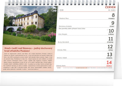 Stolní kalendář Hrady a zámky 2026, 23,1 x 14,5 cm