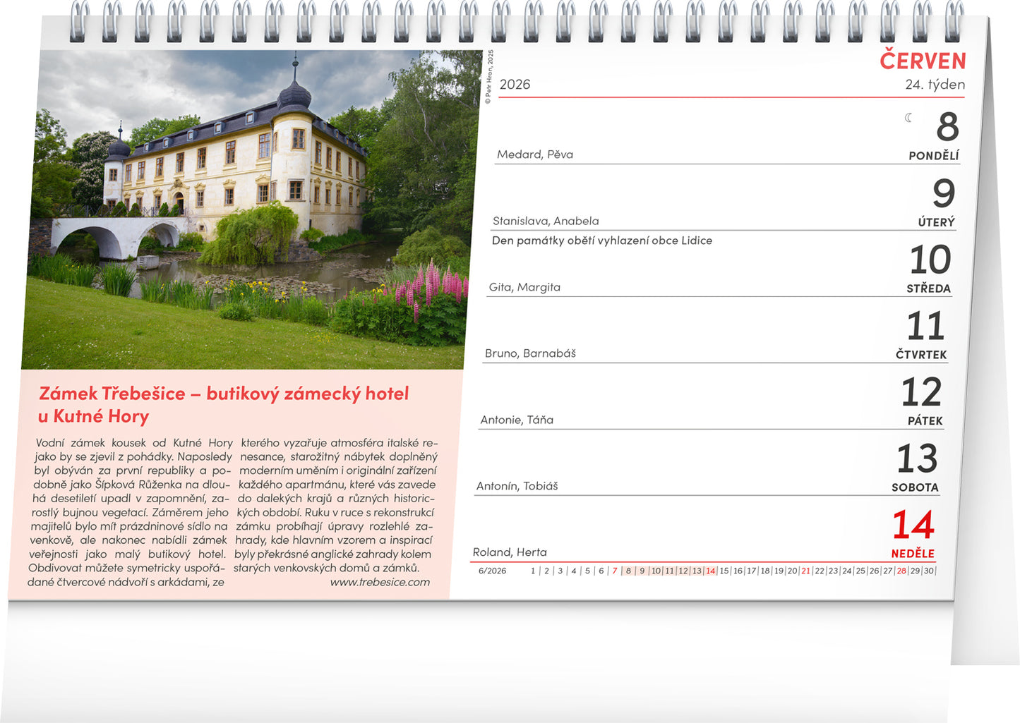 Stolní kalendář Hrady a zámky 2026, 23,1 x 14,5 cm