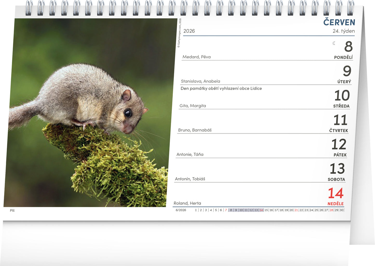 Stolní Myslivecký kalendář 2026, 23,1 x 14,5 cm
