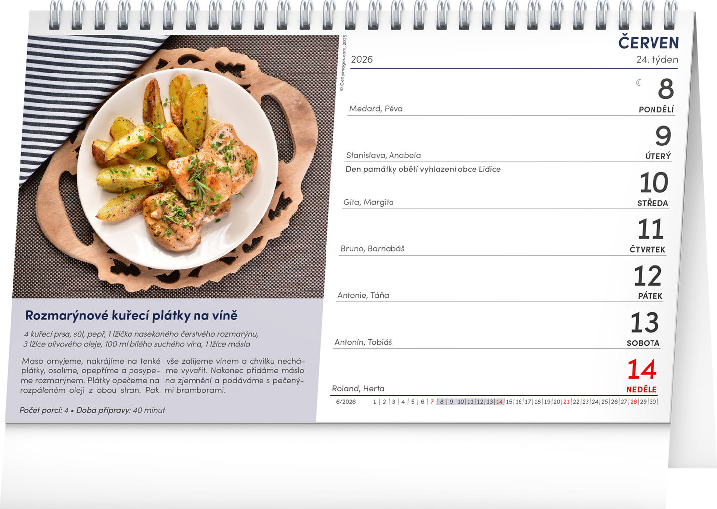 Stolní kalendář Domácí kuchyně 2026, 23,1 x 14,5 cm