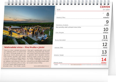 Stolní kalendář Putování za vínem 2026, 23,1 x 14,5 cm