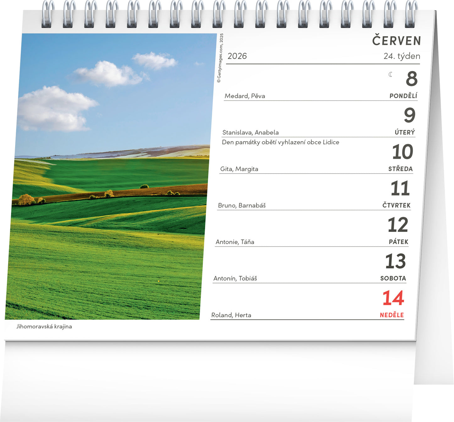 Stolní kalendář Nejkrásnější místa Čech a Moravy 2026, 16,5 x 13 cm